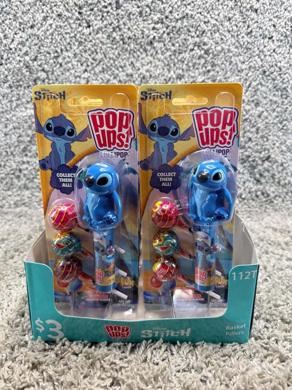 Flix Candy Disney Stitch Pop Ups! Lollipop Holder 12 Count Display Box